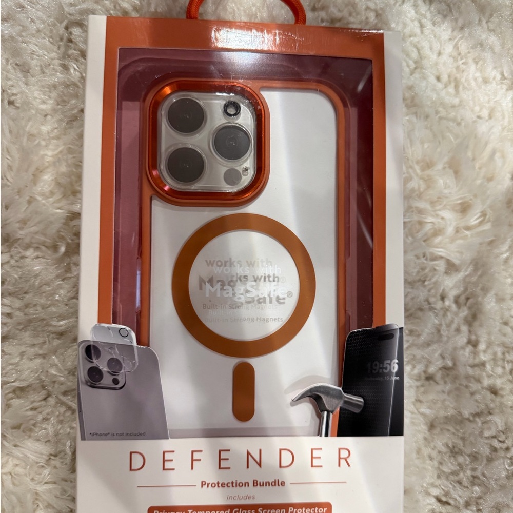 MVMT Defender MagSafe Case in White with Orange Trim